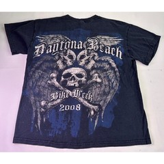 Y2K Daytona Beach Bike Week 2008 T Shirt Men’s Medium Skulls Wings Motorcycle