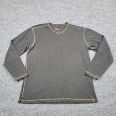 Orvis Shirt Mens Large Gray Long Sleeve V Neck Pullover Tee Top Casual Outdoors