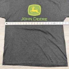 John Deere Logo Graphic T-Shirt Men’s Large Gray Green Yellow Hanes Cotton Blend