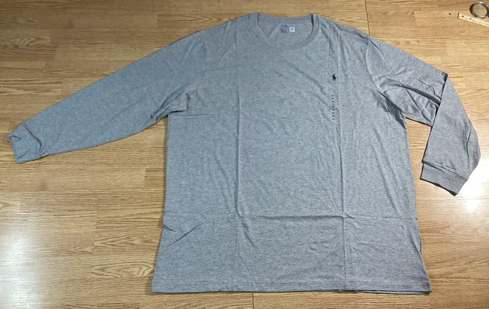 Polo Ralph Lauren Mens Gray 4XLT Cotton Long Sleeve T-shirt Classic Fit