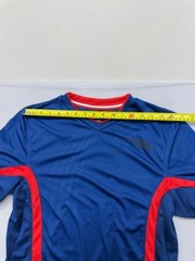 Umbro Blue Soccer Jersey L Short Sleeve V Neck Red Trim Unisex Adult