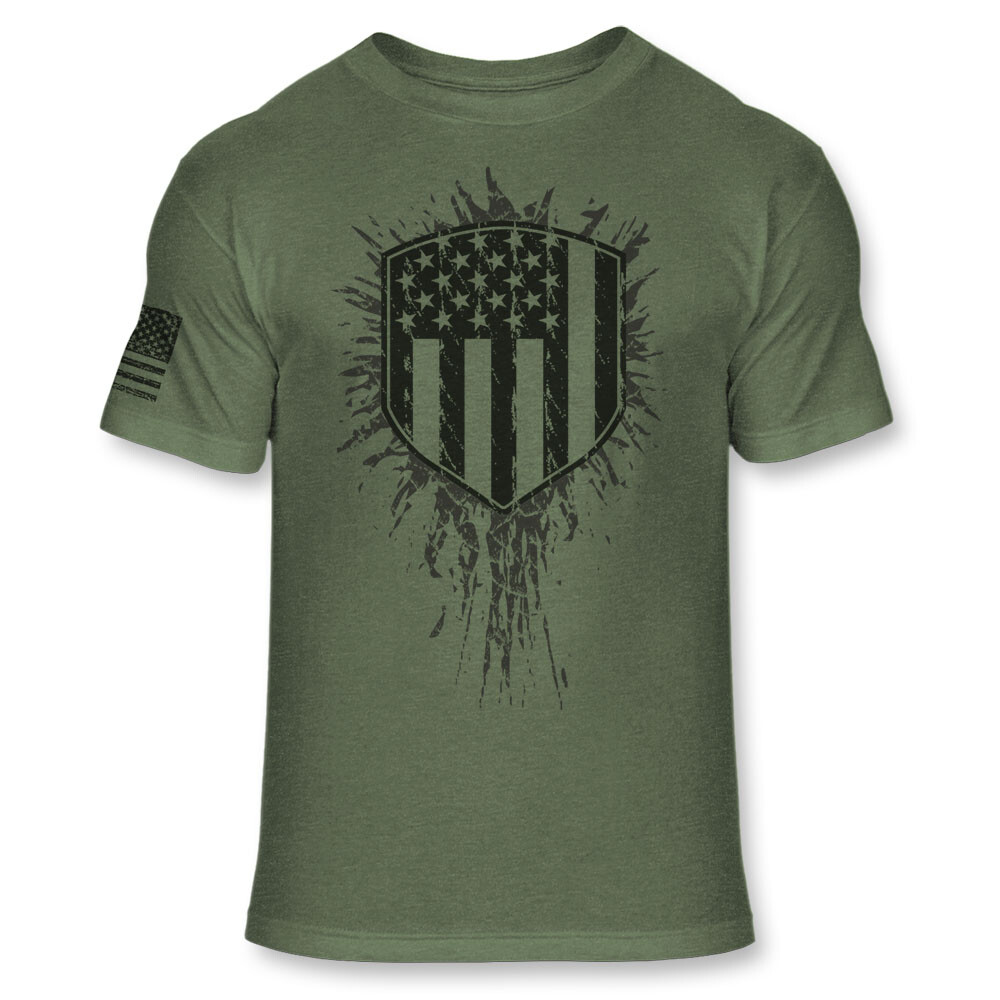 American Pride USA Flag Shield Patriotic Tactical Warrior Athletic T-Shirt – A01