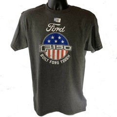 Ford F-150 T-Shirt – Gray w/ Emblem & Built Ford Tough American Flag (Licensed)
