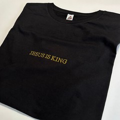 Jesus Is King Stitched Gold Embroidery T-Shirt Embroidered Christian God is Good