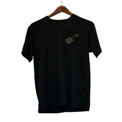 Ryukyu Shamisen Pattern Black Tee Shirt Mens Japanese Size Medium No Size Tag