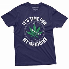 Men’s Marijuana Weed Funny T-shirt Time for Medicine 4:20 Clock Cannabis Tee