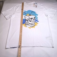 ROBERT GRAHAM Tiki Skull T-Shirt Men M White OF5759-100 Graphic Cotton Tee