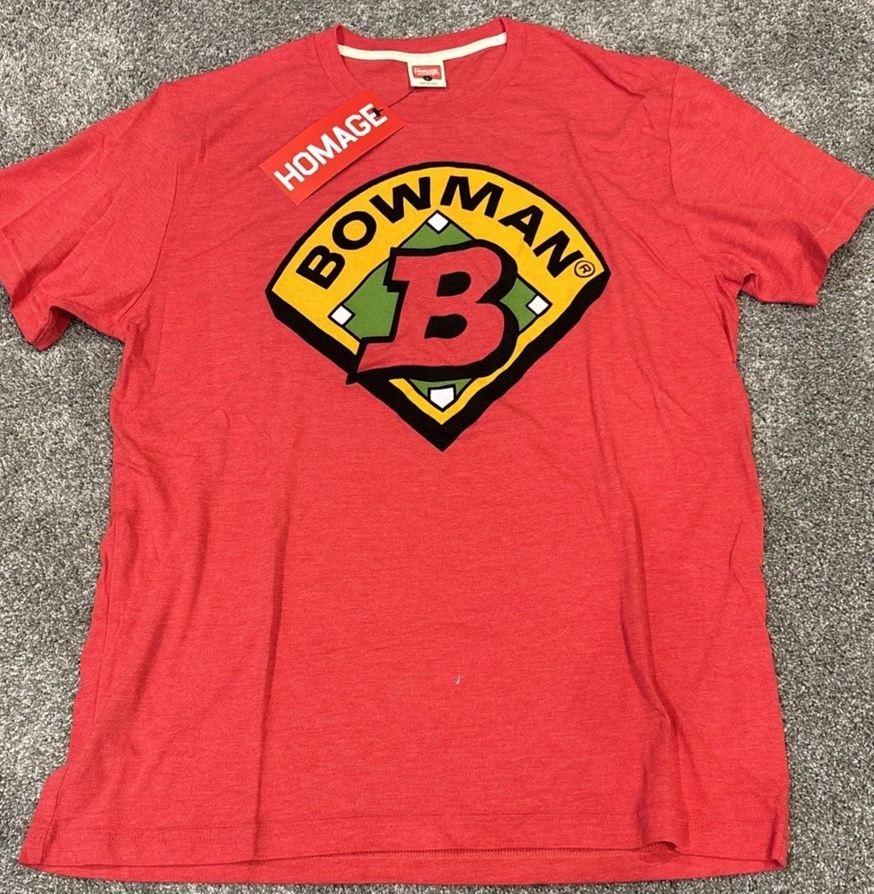 Bowman Baseball Logo Red T-Shirt Size L Homage