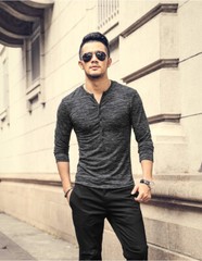Zonbailon men’s t-shirt Fashion comfortable bottoming shirt slim fit long sleeve