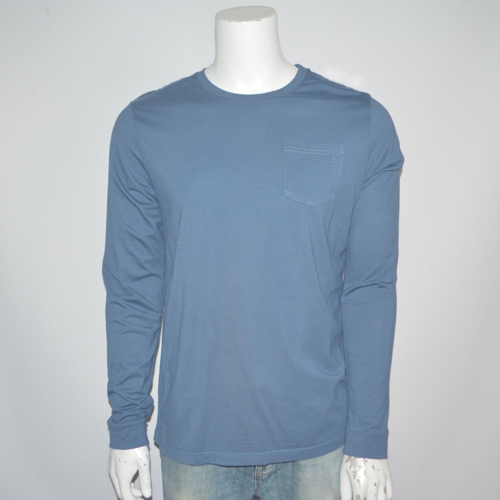 Mint FREE FLY Cotton Bamboo Crew Neck Blue Long Sleeve Tee T-Shirt Sz L