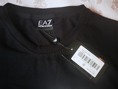 Emporio Armani Black Men’s cotton T-Shirt EA stripe print ,Size M*L*XL*2XL*3XL