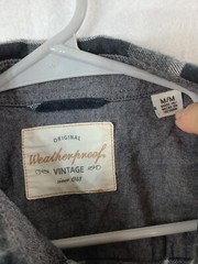 Weatherproof Mens Medium Gray Plaid Long Sleeve Button Up Flannel Shirt