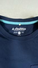 Chubbies Men’s Navy Blue Surf Riders Tee Size Medium Color Block Neon Boat