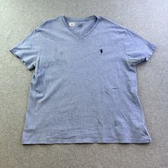 Polo Ralph Lauren Shirt Mens Large Blue Short Sleeve V Neck Classic Casual Adult