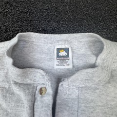 Vtg Cotton Deluxe Shirt Mens M Gray Henley Colorblock Single Stitch T-Shirt