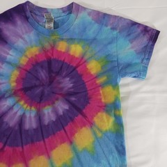 Gildan Tie Dye T Shirt Unisex Adult Small Rainbow Spiral Heavy Cotton New