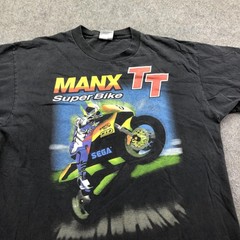 Vintage Manx TT Super Bike Shirt Mens Large Black Sega Oneita Isle Of Man 90s