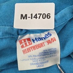 VINTAGE Hanes Men Shirt L Blue Heavyweight 50/50 Single Stitch 90s USA