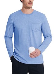Men’s Crew Neck Shirt Long Sleeve Cotton Soft Comfort Lightweight Casual T-Shirt