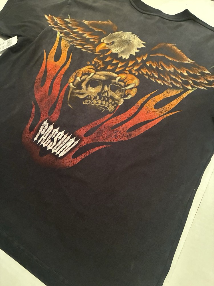 Men’s Biker Boxy Harley Eagle Style Tshirt Sz Medium Distressed Look NWT
