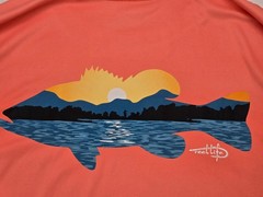 Reel Life XL Fishing Shirt Long Sleeve Light Orange Fish Sunrise Back