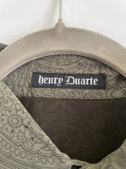 Henry Duarte Olive Ombre Paisley Shirt Pearl Butts Bell Sleeves Y2K 2000sUSA M