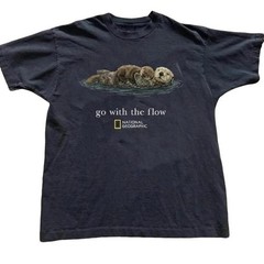 Go With The Flow National Geographic T-Shirt, Vintage Unisex Black Tee