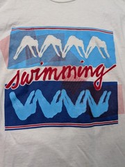 Vintage Screen Stars 1984 Swimming Graphic White Long Sleeve Shirt Size Small