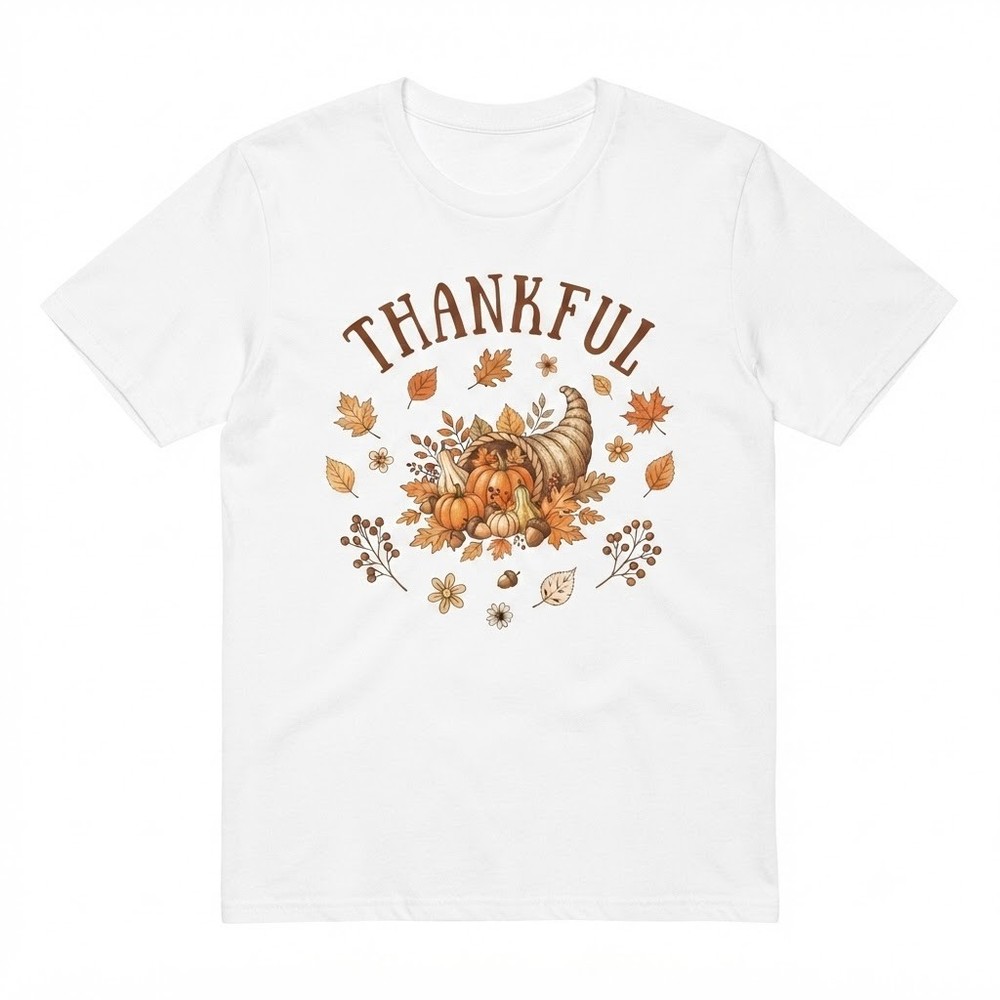 Thankful Autumn Harvest Cornucopia Thanksgiving Season T-shirt