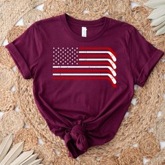 USA Flag Hockey Comfort Tee Patriotic Ice Fan Gift Men Women