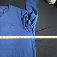 Copper & Oak Henley Shirt Mens XL Blue Long Sleeve Slub Cotton Pocket Casual