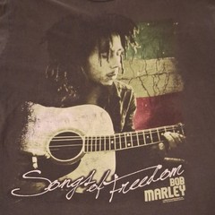 Bob Marley Song of Freedom 2XL Gray Graphic Print Crew Neck Short Sleeve Tee ’09