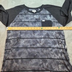 Matix Henley Shirt Mens XL Raglan 3/4 Sleeve Tie Dye Striped Cotton Pocket Grey