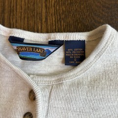 Vtg 90s Shaver Lake Knit Henley Mens S Cream Ribbed Thermal Pullover Sweater