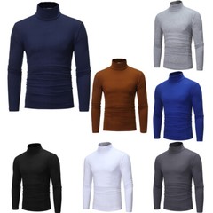 Men Blouse Knitted Tops Henley Top Turtleneck Shirts Outdoor Pullover Fitness