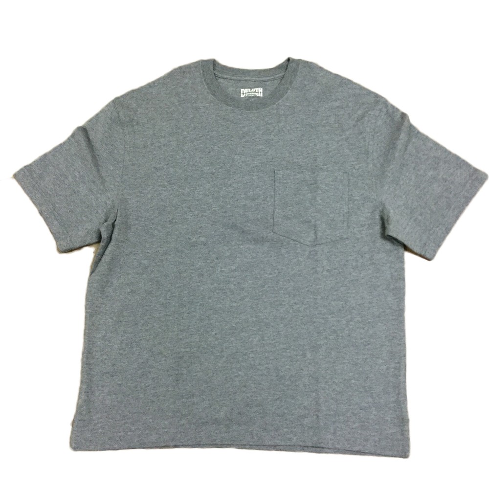 Duluth Trading Mens Short Sleeve Cotton Crew Neck Pocket Tee T Shirt, Grey