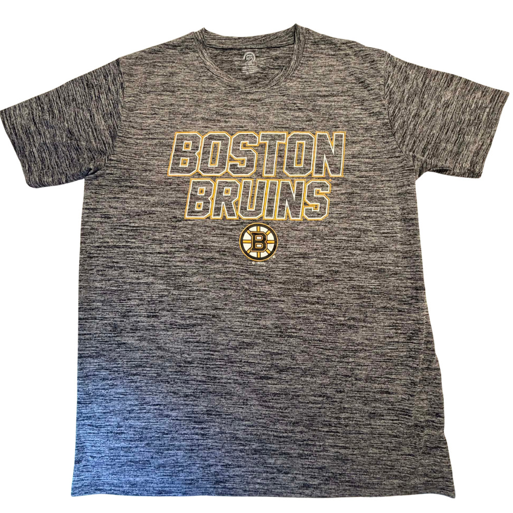 Boston Bruins NHL T-Shirt Large Gray Heather Logo Graphic Hockey Fan Tee (B029)