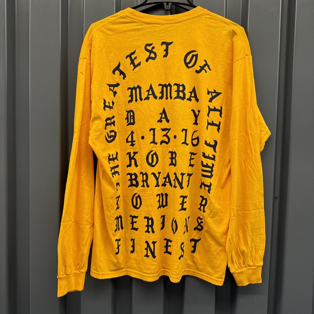 I Feel Like Kobe Long Sleeve Shirt Mens Large Yellow Mamba Day Kanye West Ye