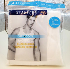 Stafford Dry+Cool 100% Blended Cotton A-Shirts Ribbed Tank Top 4 Pack Medium