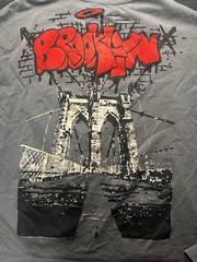 Y2K Brooklyn Graphic T Shirt Mens 3XL Gray Oversized Streetwear Graffiti