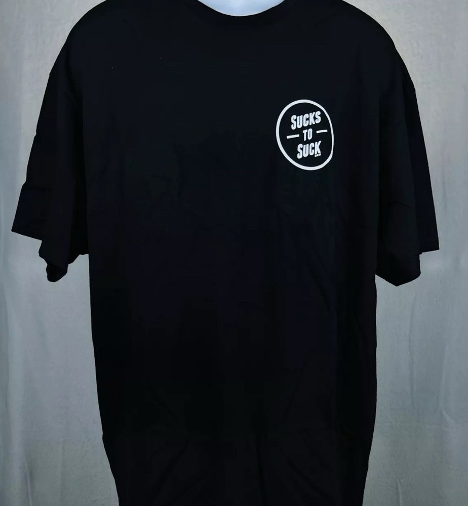Men’s CLSC Graphic Print Logo Front and Back Sucks To Suck shirt Black Size 3xl