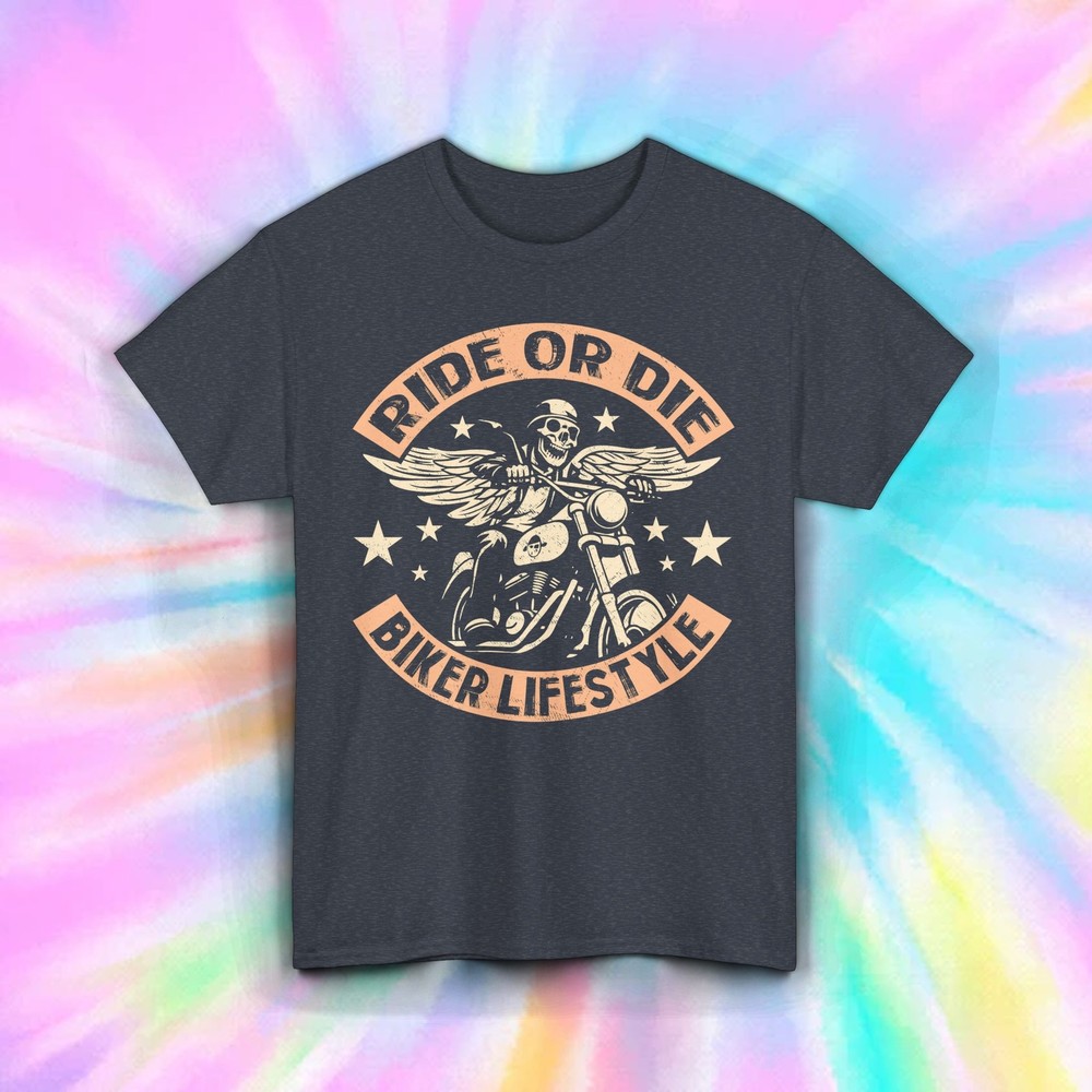 Ride or Die Biker Lifestyle Shirt Skull Motorcycle Rebel Freedom Tee S-5XL