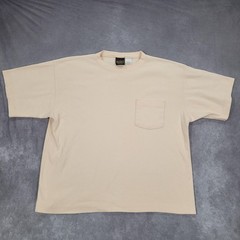 Vintage Eddie Bauer Shirt Mens Large Beige Made USA Pocket Basic Boxy Minimalist