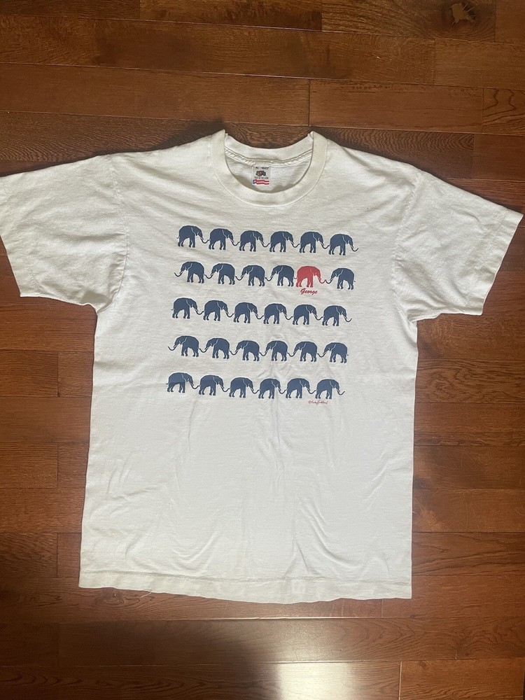 Vintage Republican Political Elephant George T Shirt (Size XL) Single Stitch