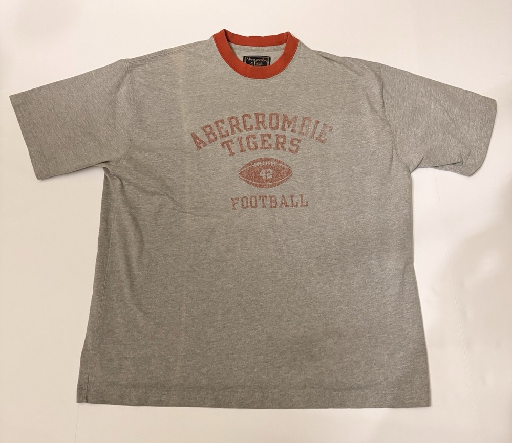 Vintage Abercrombie & Fitch Tigers Football Grey and Orange Tshirt
