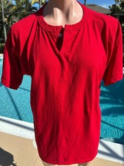 Vintage Wilson Henley short sleeve 50/50 Blank Red Plain T-Shirt Mens Size XL