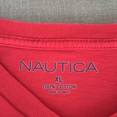Nautica Men’s Red Crew Neck Short Sleeve Cotton Knit Solid Logo T-Shirt XL