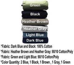6 Fruit Of The Loom 2XL 50-52 Black Gray Pocket T-Shirts 2EG 127-132 CM