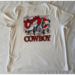 Coors Cowboy Graphic T-Shirt Mens XL Cream Western Bucking Bronco Short Sleeve