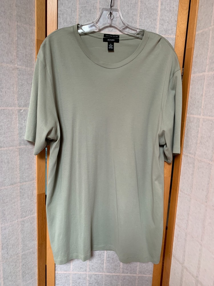 ALFANI Men’s Size XL Green S. Sleeve Dress T-Shirt-100% Pima Cotton